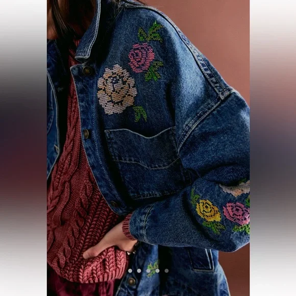 Free People Embroidered Oversized Jacket 🌟 - Picture 3 of 12